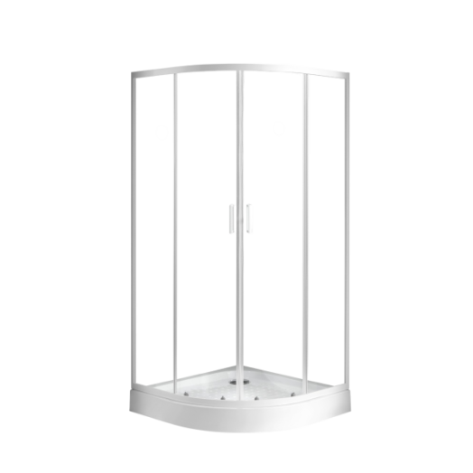 SANOTECHNIK ZUHANYKABIN 80X80X180CM ÍVES, 4MM, 2 TOLÓ AJTÓ, FEHÉR PROFIL, TÁLCA NÉLKÜL