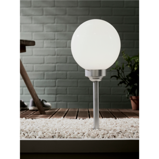 GÖMB SZOLÁR LÁMPA 52CM D:20CM EZÜST 1DB FEHÉR LED 6500K IP44 MŰANYAG