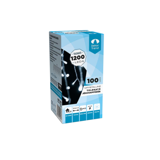 TOLDHATÓ JÉGCSAPFÜZÉR 100 LED, 3X0,4M DEKORTREND CRYSTALLINE' HIDEG FEHÉR