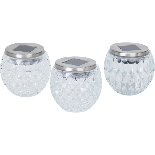 SZOLÁR LED ASZTALI ÜVEG LÁMPA IP44 MELEG FEHÉR 6X10CM ÁTLÁTSZÓ 3-FÉLE
