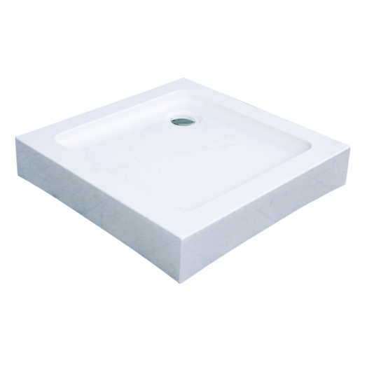 SANOTECHNIK ZUHANYTÁLCA AKRIL 80X80X12,5 CM SZÖGLETES, FIX ELŐLAPPAL, SZIFONNAL