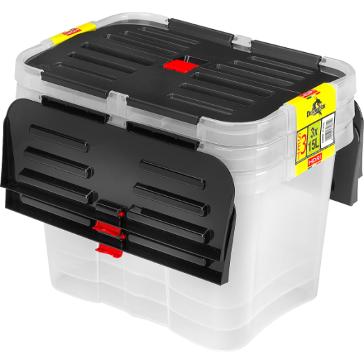 HEIDRUN DRAGON BOKSZ TÁROLÓ DOBOZ SZETT 3DB 15L 37,5X25,5X25CM MŰANYAG