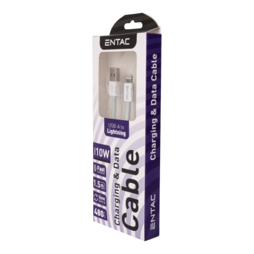 Casual 150cm zöld szövet USB A-Lightning kábel