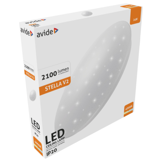 Avide LED mennyezeti Lámpa Stella V2 24W NW 4000K 2100lm IP20 38x6,5cm kör