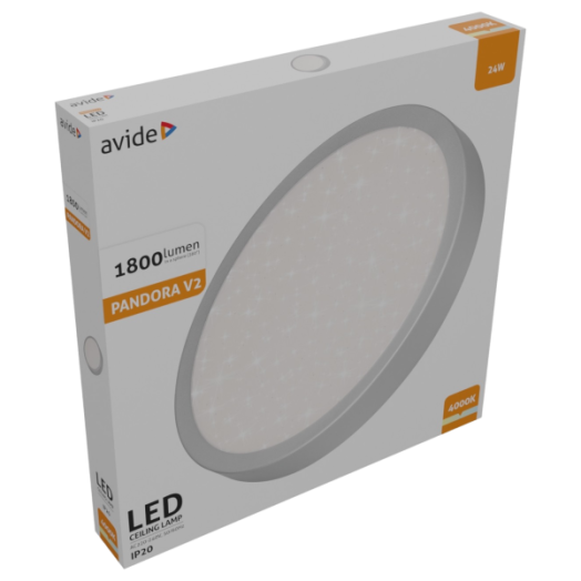 Avide Pandora V2 LED mennyezeti lámpa 24W NW 4000K 1800lm IP20 D38cm kör