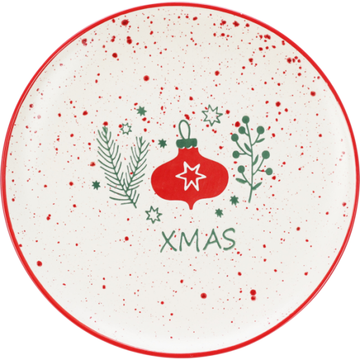 Mintás karácsonyi tányér 20cm 4-féle mintával porcelán