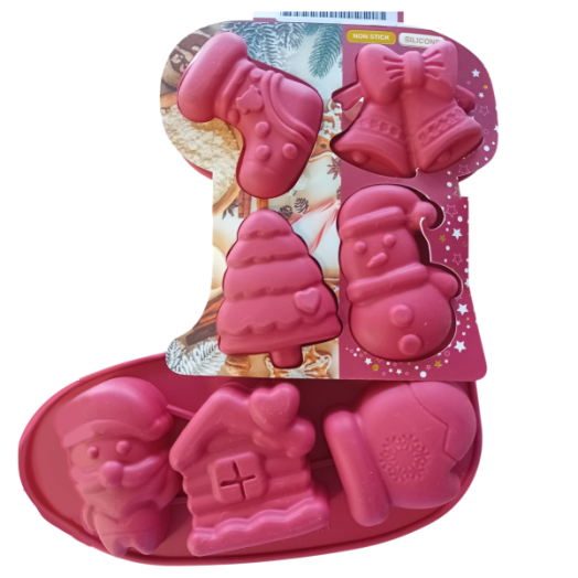 Süteményforma, 21×18×3 cm, karácsonyi mintás, 2-féle színben, szilikon