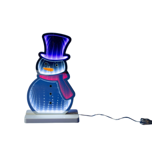 LED-es fénytükör hóember 17,5x5,5x33cm IP44 multicolor