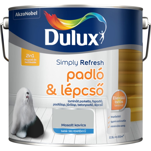 DULUX SIMPLY REFRESH PADLÓ&amp;LÉPCSŐ MOSOTT KAVICS 2,5L