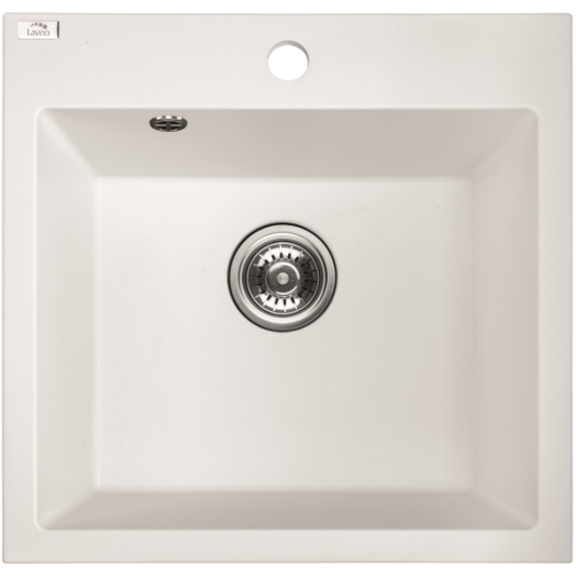 Kuchinox Laveo Dafne mosogató gránit egymedencés fehér 49x49x21,5 cm