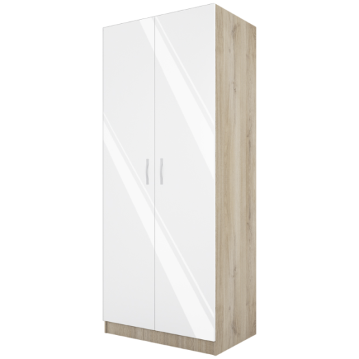 City sonoma-magasfényű fehér 80x52,5x191cm gardróbszekrény