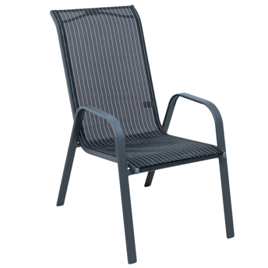 SZÉK KERTI MAGASTÁMLÁS 55X84X92CM TEXTILÉN, FEKETE CSÍKOS