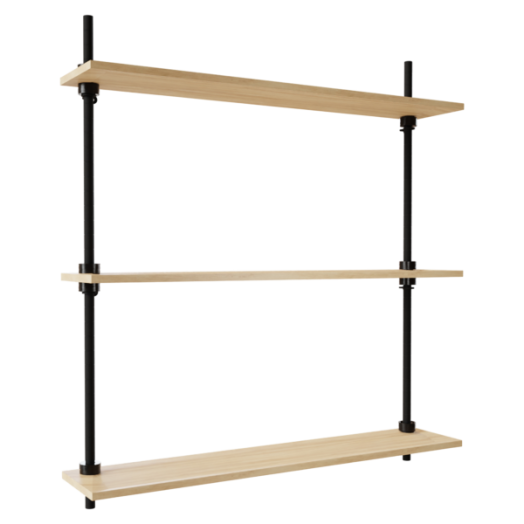 Deco S polcrendszer 92,5x85x17,5cm fekete-tölgy 3 szintes