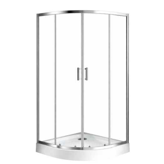 SANOTECHNIK ZUHANYKABIN 80X80X180CM ÍVES, 4MM, 2 TOLÓ AJTÓ, KRÓM PROFIL, TÁLCA NÉLKÜL