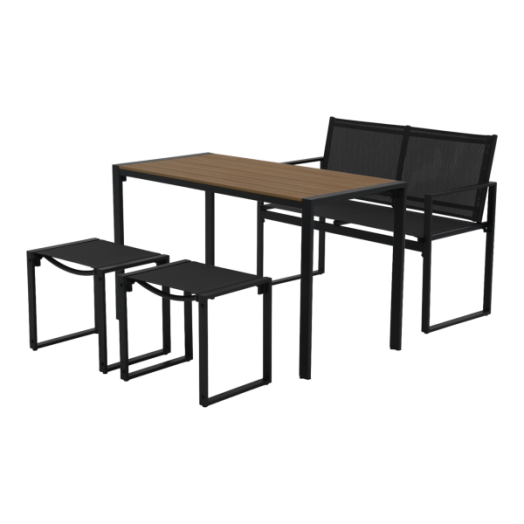 Reckmann Helytakarékos 4 részes műanyag szürke kerti bútor szett