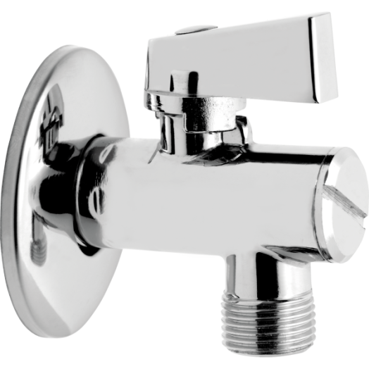 Ferro sarokcsap 1/2" x 1/2" szűrővel, takarórozettával és fém kezelőkarral