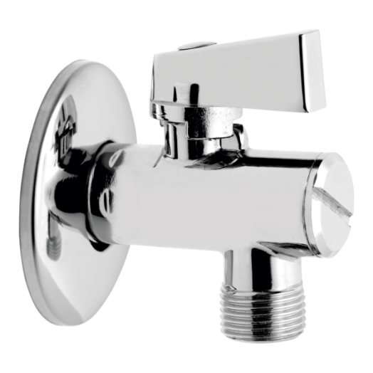 Ferro sarokcsap 1/2" x 3/8" szűrővel, takarórozettával és fém kezelőkarral