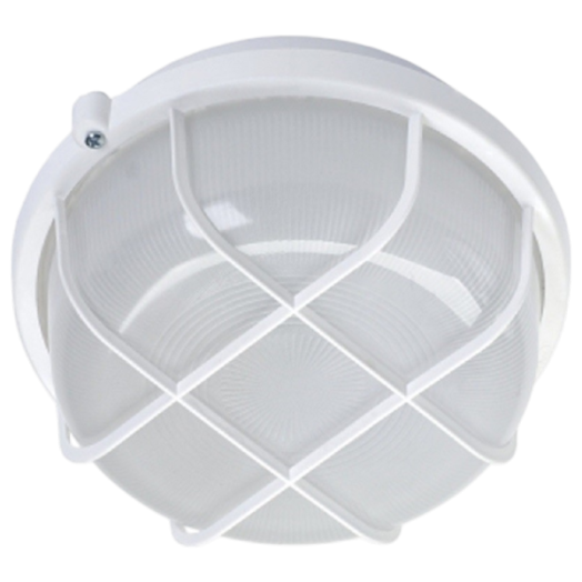 RÁCSOS MŰA.KEREK LÁMPATEST E27 100W FEHÉR, IP44          (RÉGI:251983)