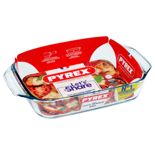 PYREX OPTIMUM SÜTŐTÁL SZÖGLETES FÜLES 35X23X6CM 3,1L-ES