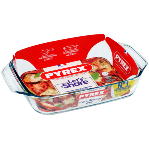 PYREX OPT-IRRES SÜTŐTÁL SZÖGLETES FÜLES 39X28X7CM 4L-ES