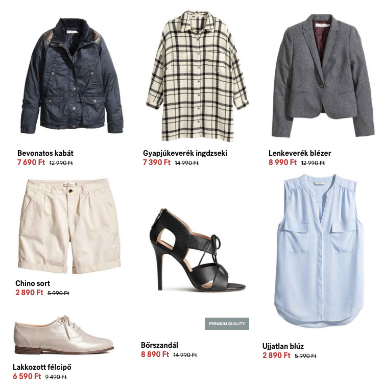 H&M akció, női termékek