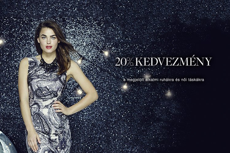 20% kedvezmény alkalmi ruhákra és női táskákra