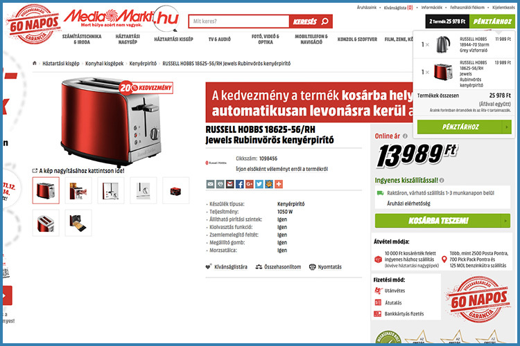 Media Markt webáruház teszt, próbavásárlás