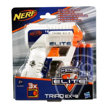 NERF N-Strike Elite: Triad Ex-3 szivacslövő pisztoly - fehér