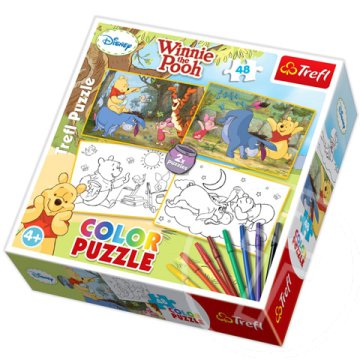 Micimackó színezhető 2 az 1-ben puzzle filctollakkal - Trefl