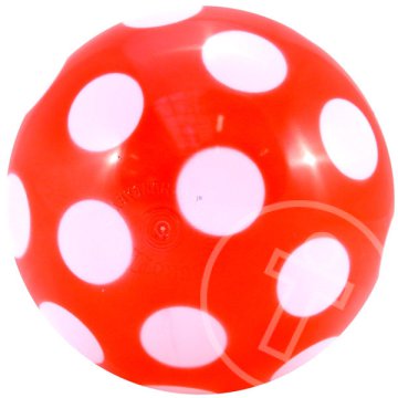 Piros pöttyös gumilabda - 22 cm