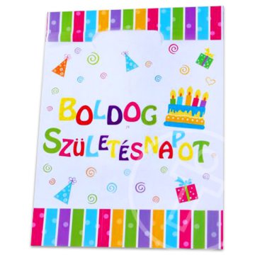 Boldog születésnapot fehér ajándéktasak - 6 db
