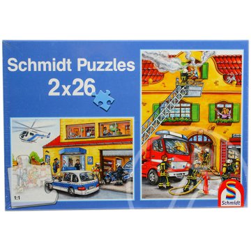 Rendőrök és tűzoltók 2 x 26 darabos puzzle