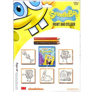 Spongya Bob 5db-os nyomdaszett színes ceruzákkal