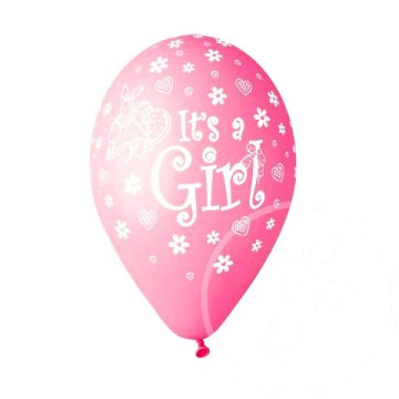 Party lufi rózsaszín It''s a girl felirattal 15db 30cm