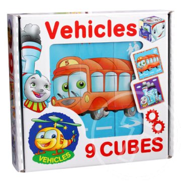 Járműves mesekocka 9 db-os