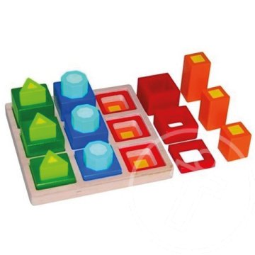 Készségfejlesztő formaválogatós fa puzzle