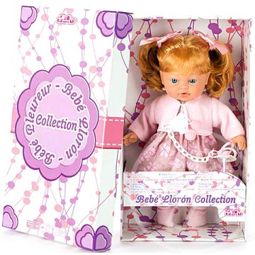 Síró baba rózsaszín ruhában 35cm