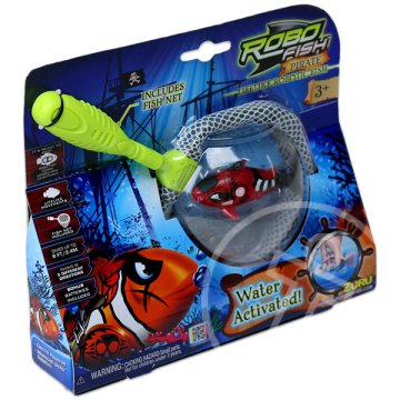 RoboFish elemes robothal hálóval - piros kalóz hal