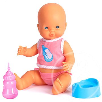 Pisilő baba rózsaszín ruhában 40cm