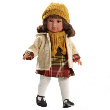 Martina baba kockás ruhácskában 40cm