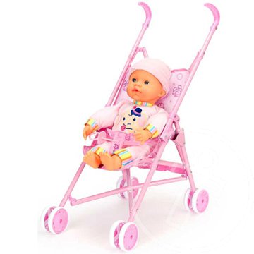 Síró baba babakocsival 38cm