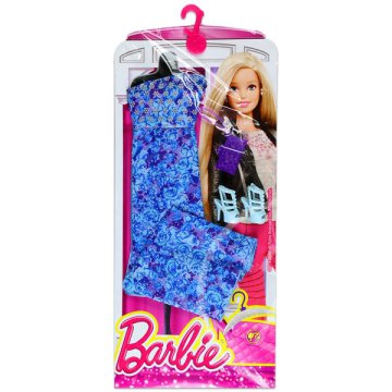 Barbie: ruha kiegészítőkkel - virágos, kék ruha