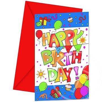 Happy Birthday meghívó borítékban 6db