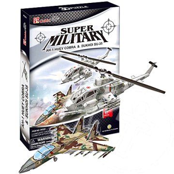 Harci helikopter és repülő szett 3D puzzle 102db - CubicFun