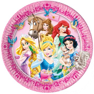 Disney hercegnők és állatkák papírtányér 23 cm 8 db