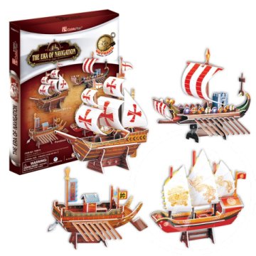 A navigáció korszaka: Legendás hajók 3D puzzle 75db-os szett - CubicFun