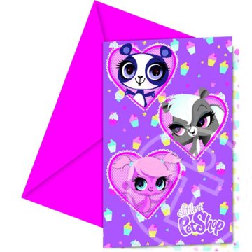 Littlest Pet Shop meghívó és boríték 6 db