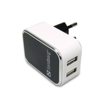 Hálózati töltőfej, 2x USB, univerzális, 2400 mAh / 1000 mAh, SANDBERG