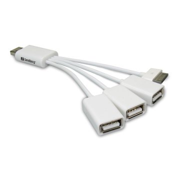 USB elosztó-HUB, 3 USB port, 1 iPhone 30 tűs port, SANDBERG