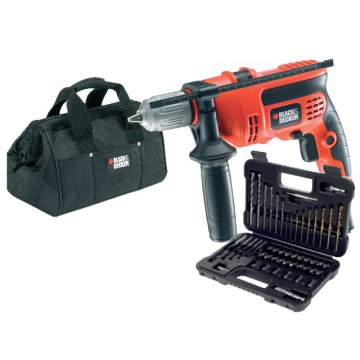 BLACK&DECKER KR714SA ütvefúró 50 részes fúrócsavarozó készlettel, szerszámostáskával